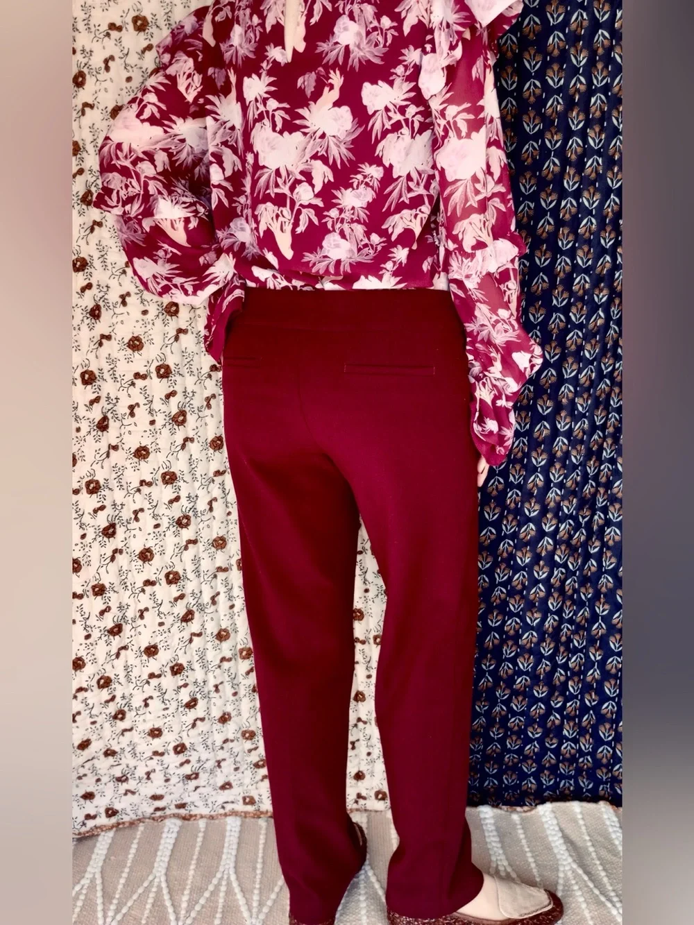 Talbots β Signature Straight Leg Ponte Pants Slacks Burgundy Mulberry 2 Petite - Picture 8 of 13